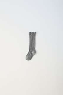 Носки на длинной штабле с кружевными краями Zara, серый мергель