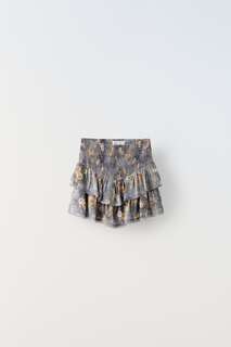 Короткая юбка из кружева с эластичным деревом Zara, серый