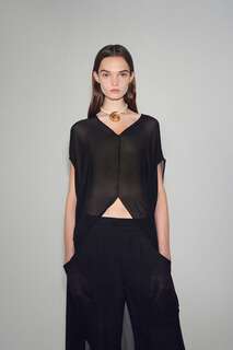 Длинная полупрозрачная блузка Zara, черный