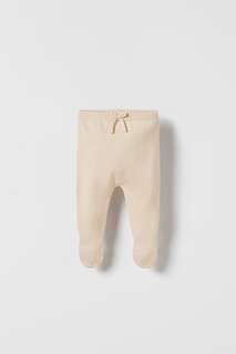 Трикотажные брюки с отверстиями Zara, середина экрю