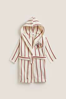 Микки маус disney велюровый халат с вышивкой Zara, светло-бежевый