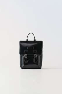 Мини-рюкзак с пряжками Zara, черный