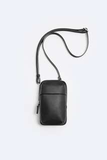 Мини-сумка через плечо с клапаном Zara, черный