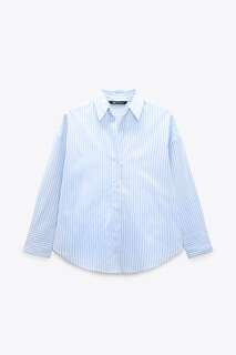 Рубашка из хлопка оксфорд Zara, синий/белый