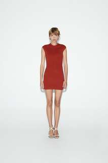 Платье из эластичного трикотажа с открытой спиной Zara, рыжий