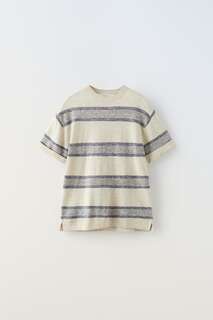 Рубашка из текстурированной полоски Zara, экрю
