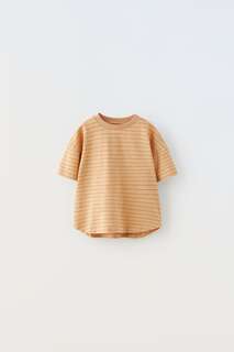 Полосатая футболка Zara, оранжевый