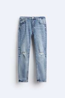 Рваные джинсы скинни Zara, синий