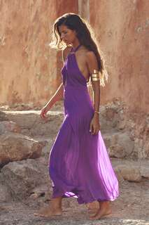 Плиссированное платье миди с вырезами Zara, фиолетовый