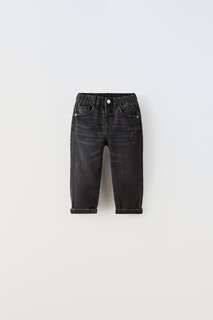 Рваные джинсы с занизкой посадкой Zara, черный