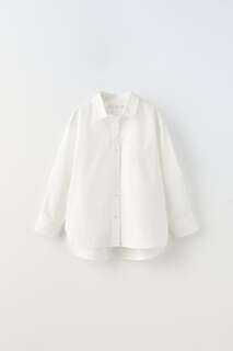Рубашка из поплина Zara, белый