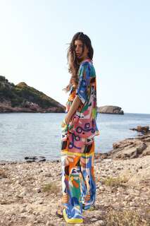 Струящаяся блузка с принтом Zara, разноцветный