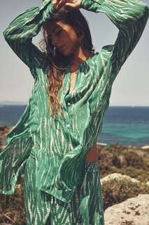 Блузка с принтом Zara, зеленый