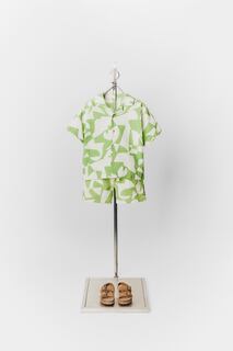 Рубашка с принтом Zara, зеленый / экрю