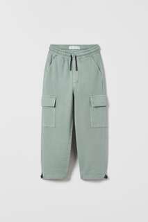 Прямые брюки из ткани college с карманами на бедрах Zara, аквамарин