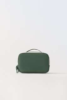 Прорезиненная туалетная сумка Zara, зеленый