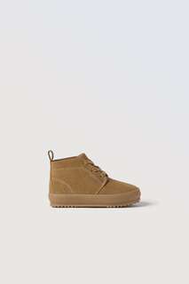 Замшевые ботинки с разрезами Zara, песочно-коричневый