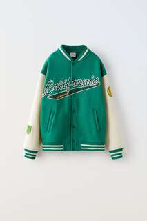 Куртка для пилотников varsity california Zara, зеленый