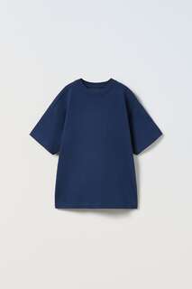 Одноцветная футболка премиум Zara, чернила синие