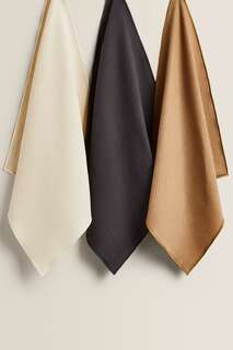 Вафельное трикотажное полотенце (3 шт.) Zara, серый/коричневый