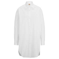 Блузка Boss In Cotton Poplin With Point Collar, белый