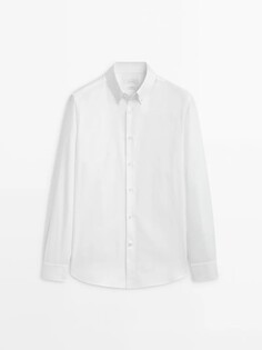 Облегающая рубашка Оксфорд Massimo Dutti, белый