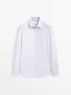 Мягкая хлопковая оксфордская рубашка приталенного кроя Massimo Dutti, голубое небо