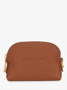 Кожаный кошелек для монет Longchamp Le Foulonné, каштан