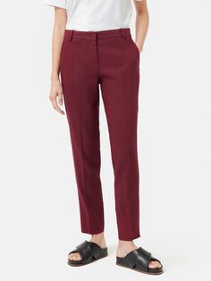 Зауженные льняные брюки Jigsaw Portofino, цвет ягодный