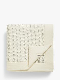 Плед из органического хлопка с абстрактной вышивкой Mother of Pearl, цвет слоновой кости