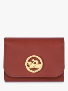 Компактный кожаный кошелек Longchamp Box-Trot, красное дерево