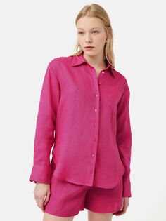 Свободная льняная рубашка Jigsaw, розовая