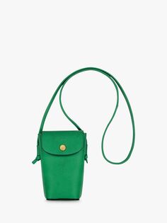 Кожаная сумка для телефона Longchamp Épure, зеленая