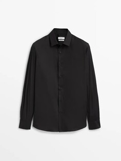 Рубашка приталенного кроя из эластичной ткани Massimo Dutti, черный