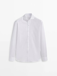 Рубашка приталенного кроя из фактурного хлопка Massimo Dutti, белый