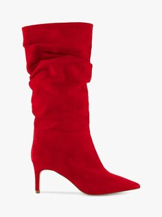 Замшевые длинные ботинки Dune с открытым носком, красный