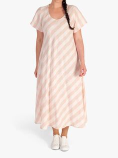 Платье миди с короткими рукавами и принтом в клетку chesca, розовый