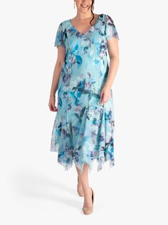 chesca Платье из сетки с V-образным вырезом Hummingbird, цвет морской волны/мульти
