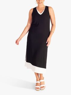 Двухслойное платье-миди без рукавов chesca, черный/белый