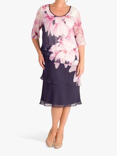 Многослойное платье с цветочным принтом chesca Garland, Виолетта/Розовый