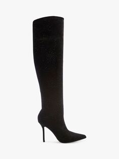 Moda in Pelle Zarina Сапоги выше колена на высоком каблуке, угольно-черный цвет