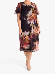 chesca Шифоновое платье с цветочным принтом Orchid, Многоцветный