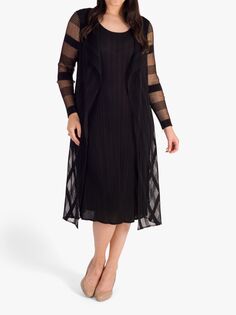 chesca Прозрачное плиссированное платье в полоску, черный
