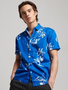 Гавайская рубашка с коротким рукавом Superdry, цвет Mono Hibiscus Cobalt
