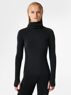 Топ с длинными рукавами и капюшоном Sweaty Betty Athlete, черный