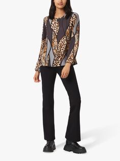 Блузка с леопардовым принтом James Lakeland, Черный/Мульти