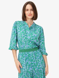 Noa Noa Bella Рубашка с цветочным принтом, синий/зеленый