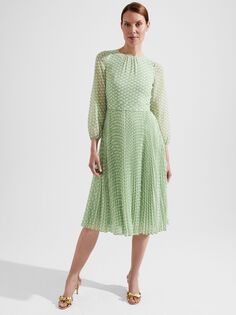 Плиссированное платье Hobbs Salma с геометрическим принтом, зеленый/разноцветный Hobb's