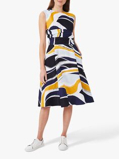 Hobbs Twitchill Льняное платье длиной до колена с абстрактным рисунком, Многоцветный Hobb's
