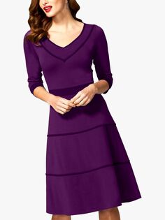 Многоярусное платье в контрастную резинку HotSquash, фиолетовое